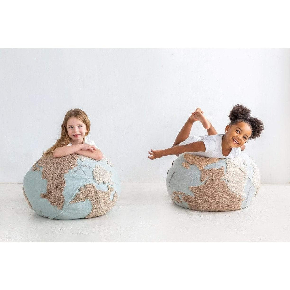 Rugs by Roo | Lorena Canals World Map Pouffe-P-WMAP