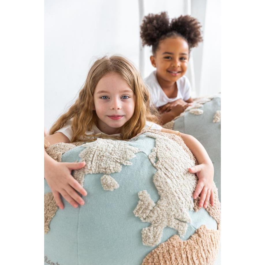 Rugs by Roo | Lorena Canals World Map Pouffe-P-WMAP