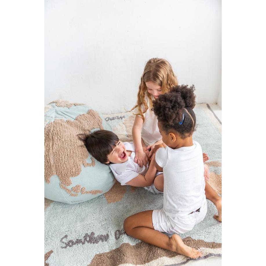 Rugs by Roo | Lorena Canals World Map Pouffe-P-WMAP