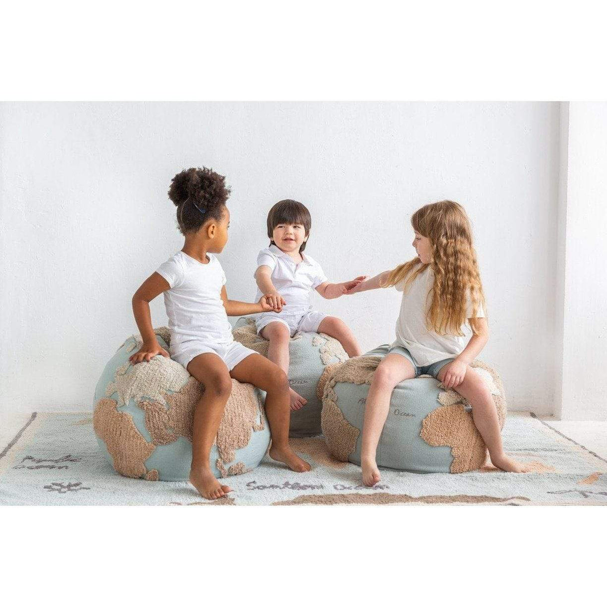 Rugs by Roo | Lorena Canals World Map Pouffe-P-WMAP