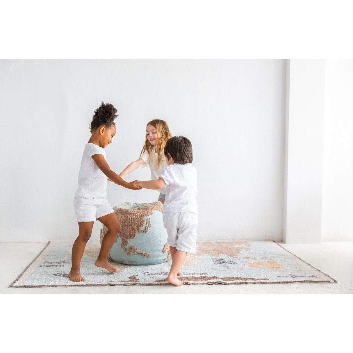 Rugs by Roo | Lorena Canals World Map Pouffe-P-WMAP