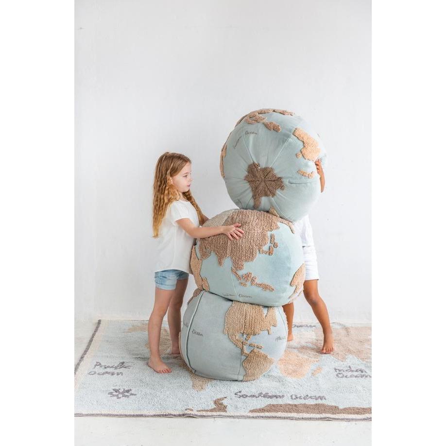 Rugs by Roo | Lorena Canals World Map Pouffe-P-WMAP