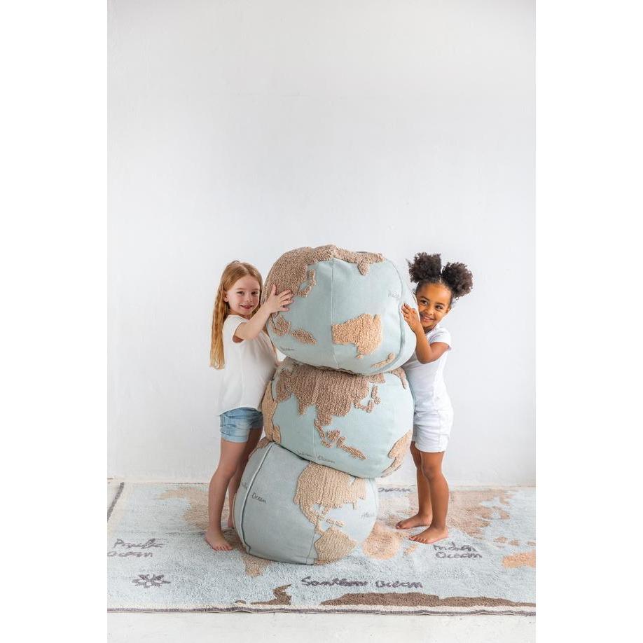 Rugs by Roo | Lorena Canals World Map Pouffe-P-WMAP