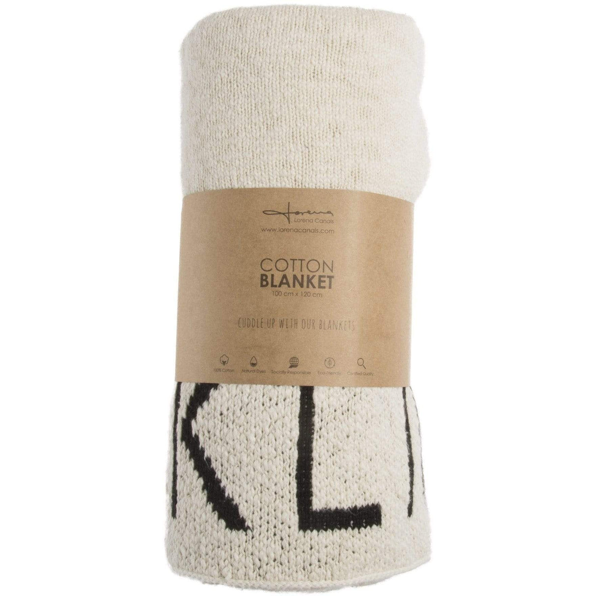 Rugs by Roo | Lorena Canals ABC Natural Black Knitted Baby Blanket-BLC-ABC-NAT