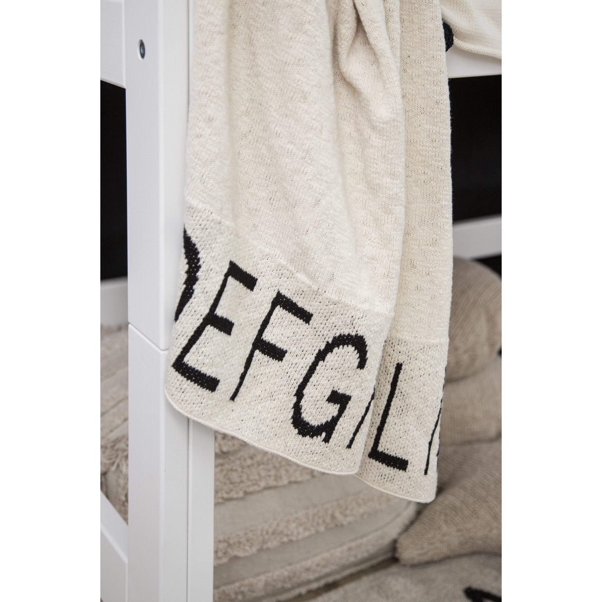 Rugs by Roo | Lorena Canals ABC Natural Black Knitted Baby Blanket-BLC-ABC-NAT