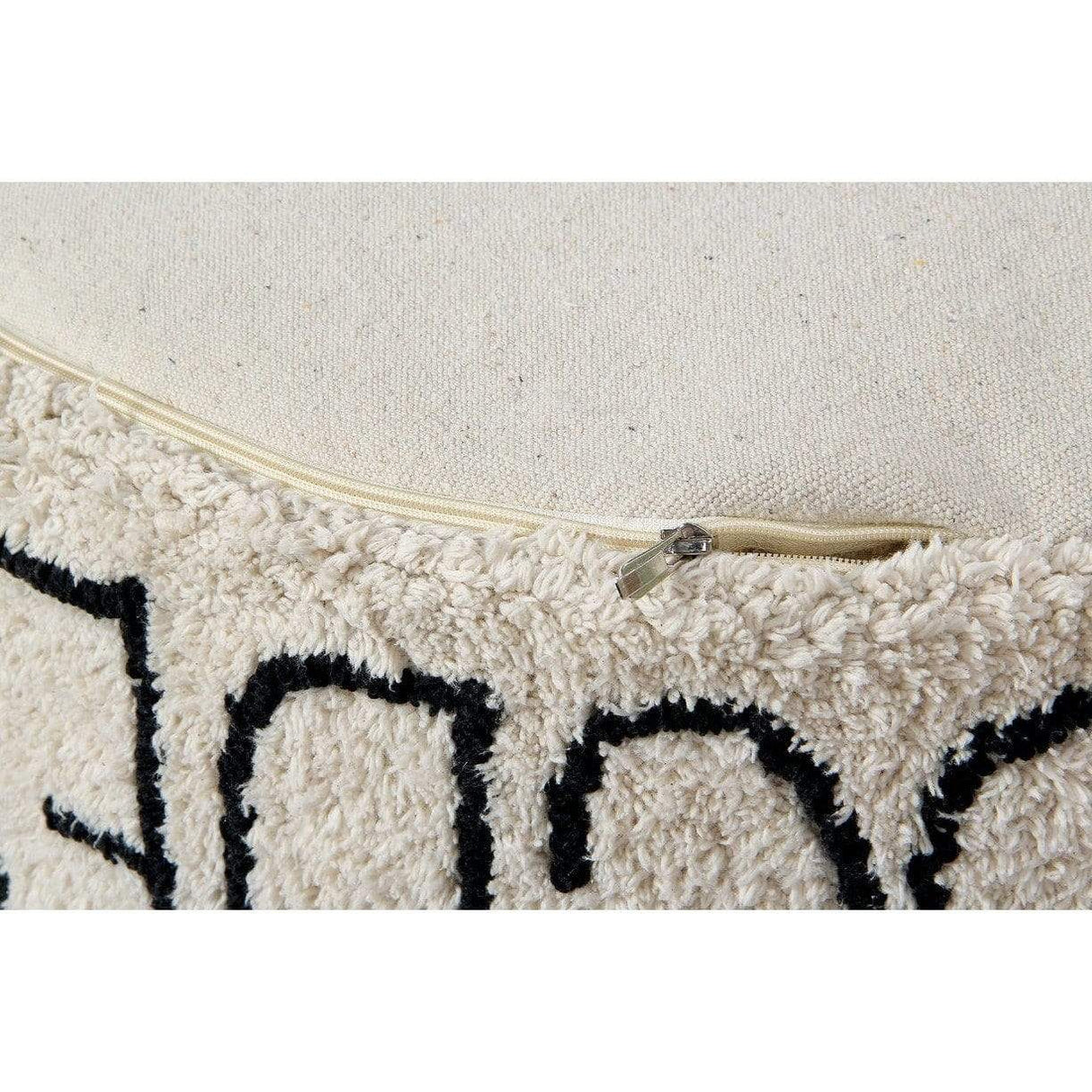 Rugs by Roo | Lorena Canals ABC Natural Black Pouffe-P-ABC-NBK