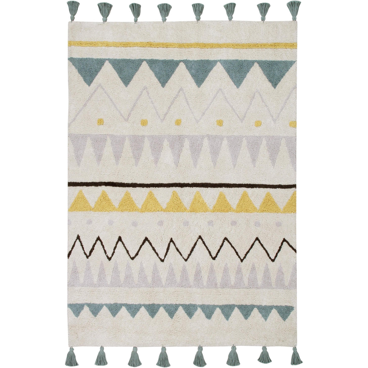 Azteca Natural Vintage Blue Machine Washable Area Rug