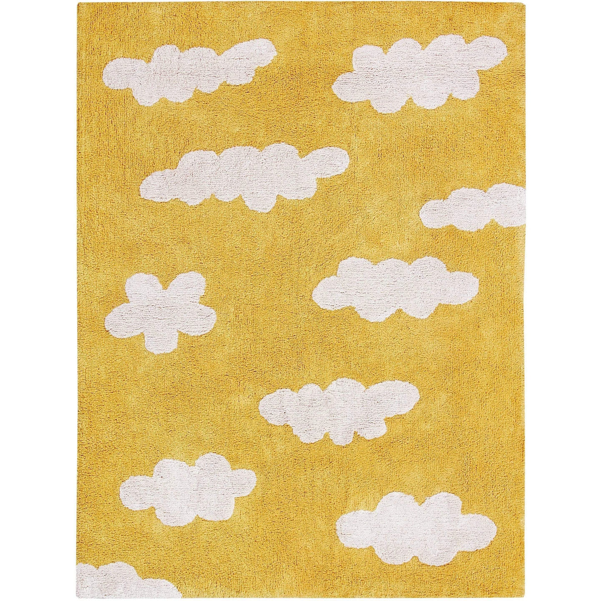 Clouds Mustard Machine Washable Area Rug