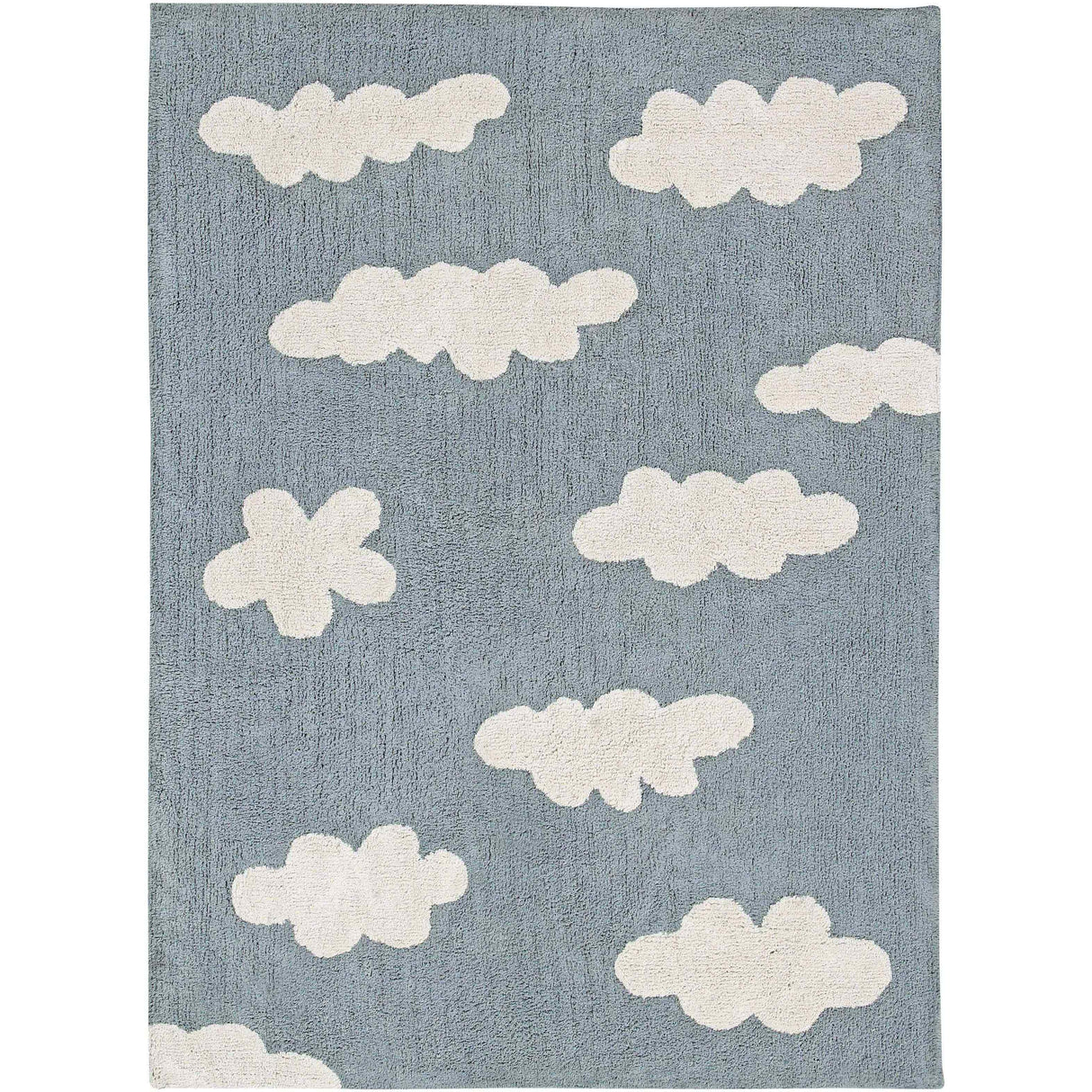 Clouds Vintage Blue Machine Washable Area Rug