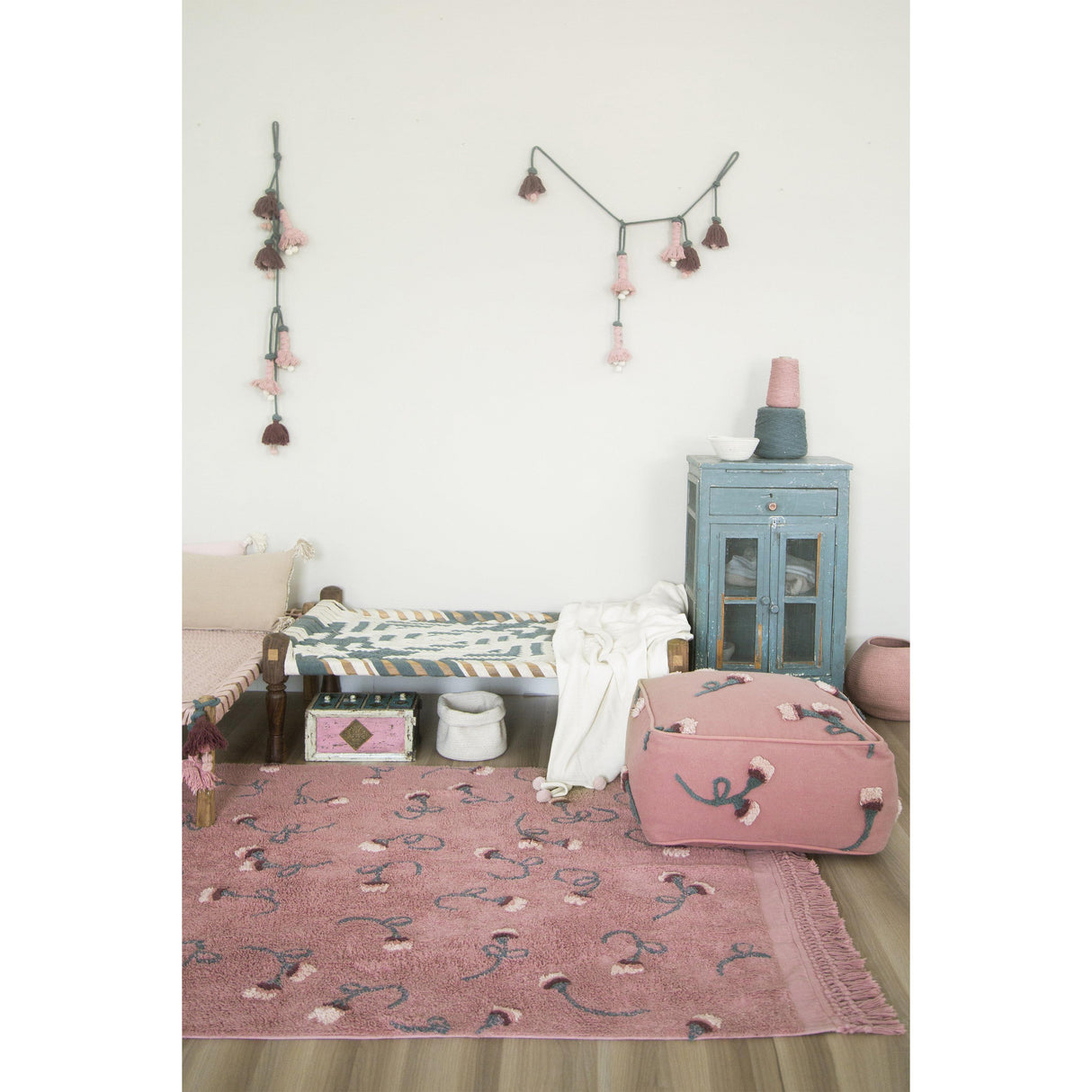 Rugs by Roo | Lorena Canals English Garden Ash Rose Machine Washable Area Rug-C-GARDEN-ASH