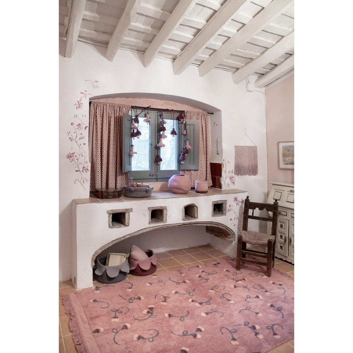 Rugs by Roo | Lorena Canals English Garden Ash Rose Machine Washable Area Rug-C-GARDEN-ASH