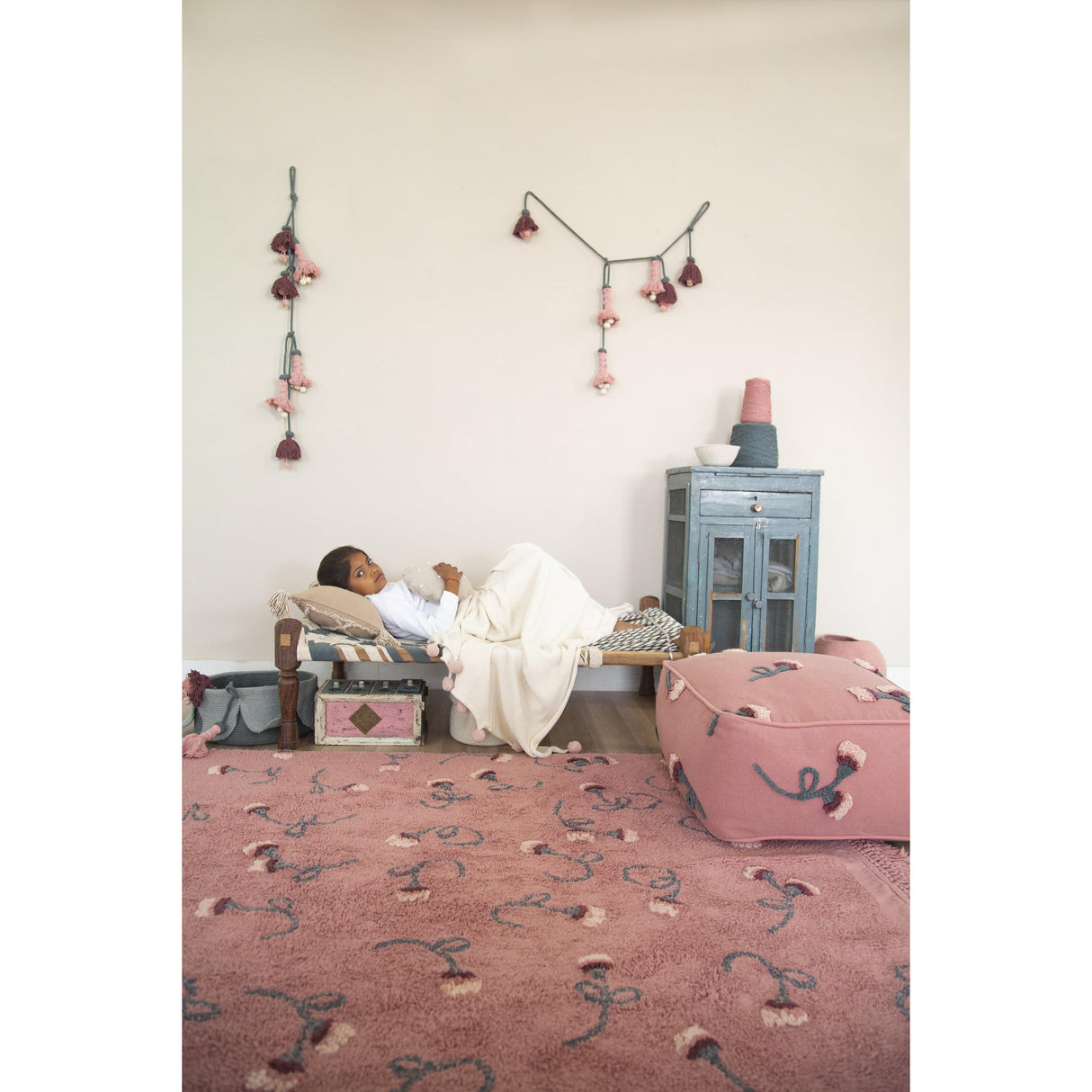 Rugs by Roo | Lorena Canals English Garden Ash Rose Machine Washable Area Rug-C-GARDEN-ASH