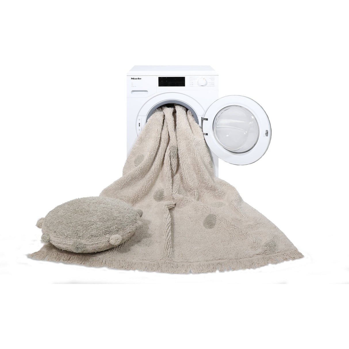 Rugs by Roo | Lorena Canals Hippy Dots Natural Olive Washable Area Rug-C-HIDO-OLV