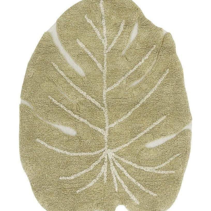 Mini Monstera Olive Washable Area Rug