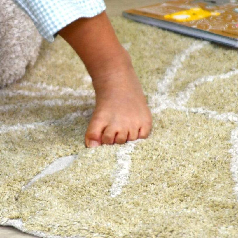 Rugs by Roo | Lorena Canals Mini Monstera Olive Washable Area Rug-C-MI-MONS