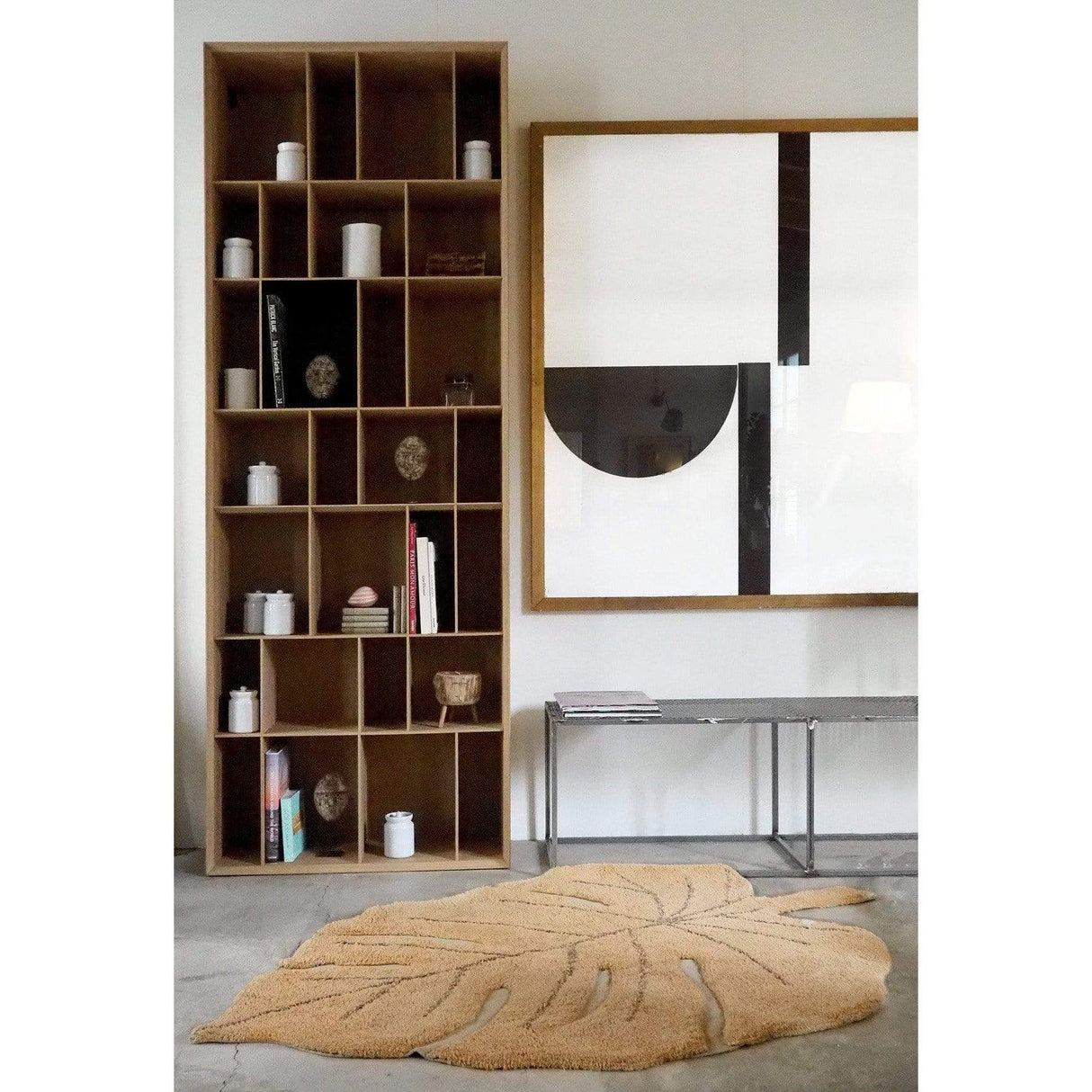 Rugs by Roo | Lorena Canals Monstera Honey Washable Area Rug-C-MON-HNY