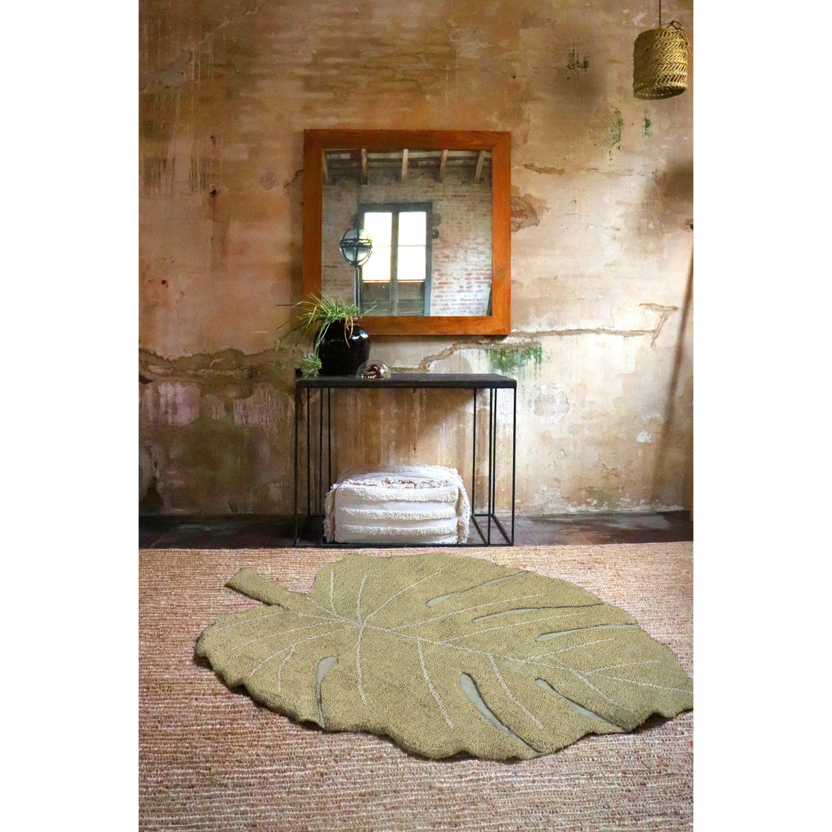 Rugs by Roo | Lorena Canals Monstera Olive Washable Area Rug-C-MON-OLV