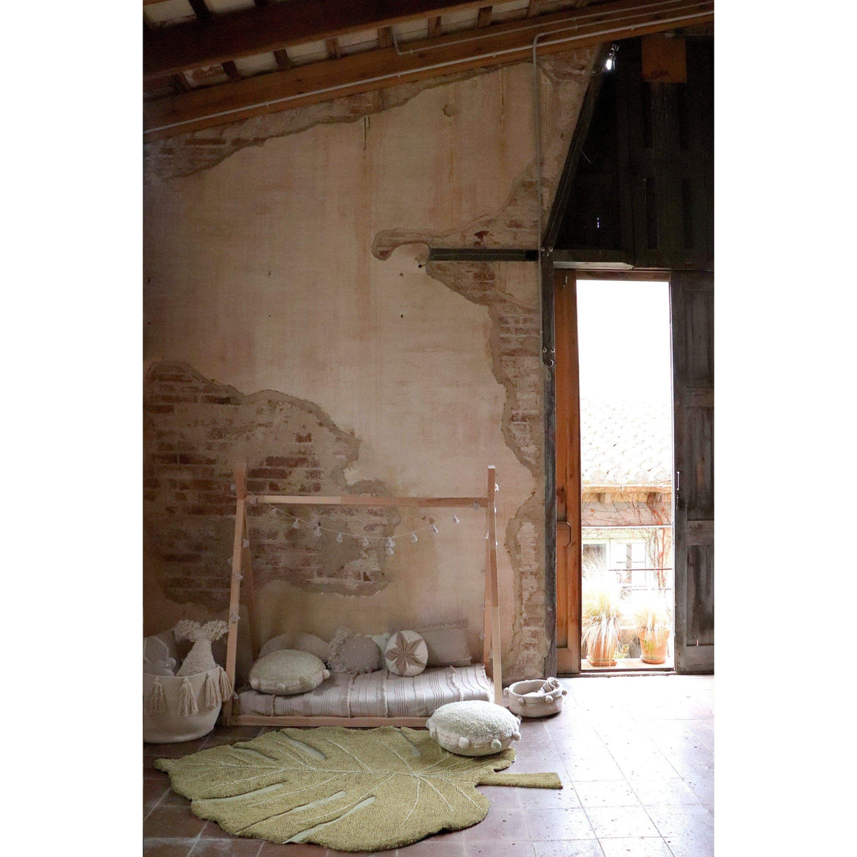 Rugs by Roo | Lorena Canals Monstera Olive Washable Area Rug-C-MON-OLV