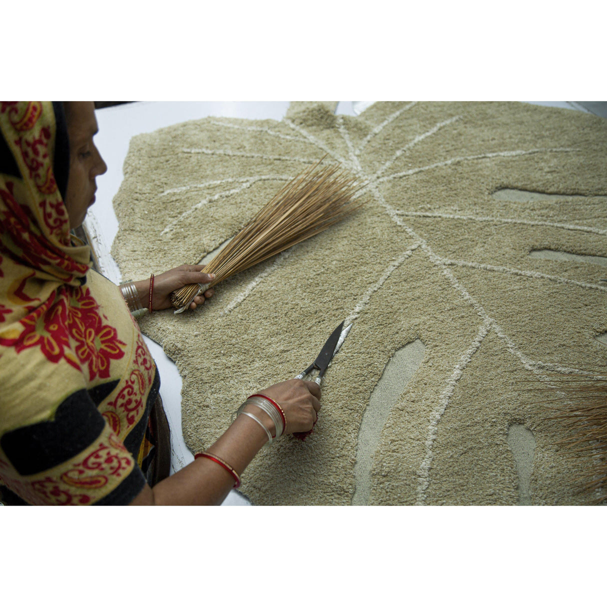 Rugs by Roo | Lorena Canals Monstera Olive Washable Area Rug-C-MON-OLV