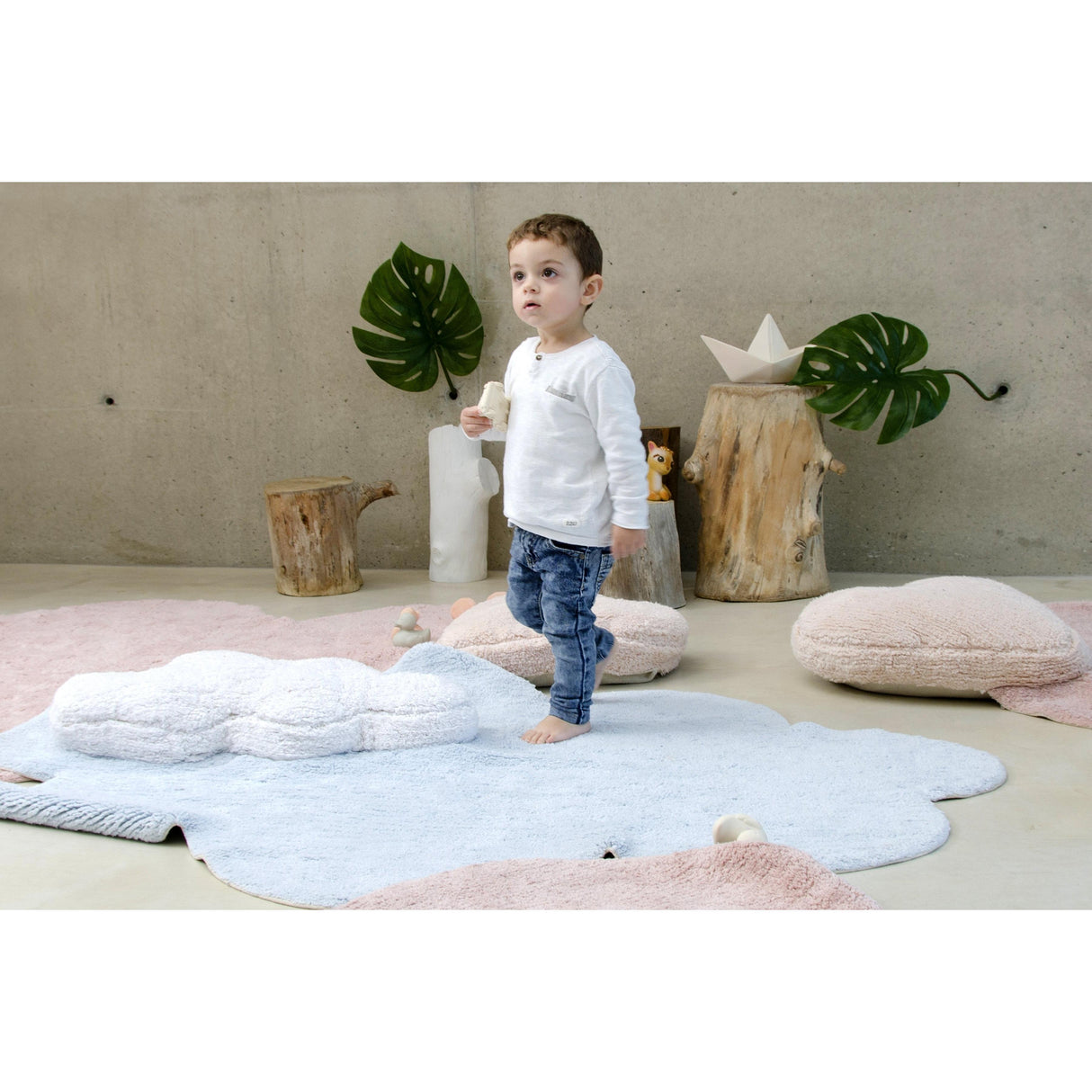 Rugs by Roo | Lorena Canals Puffy Dream Blue Machine Washable Nursery Baby Area Rug-C-PUFFY-DREAM
