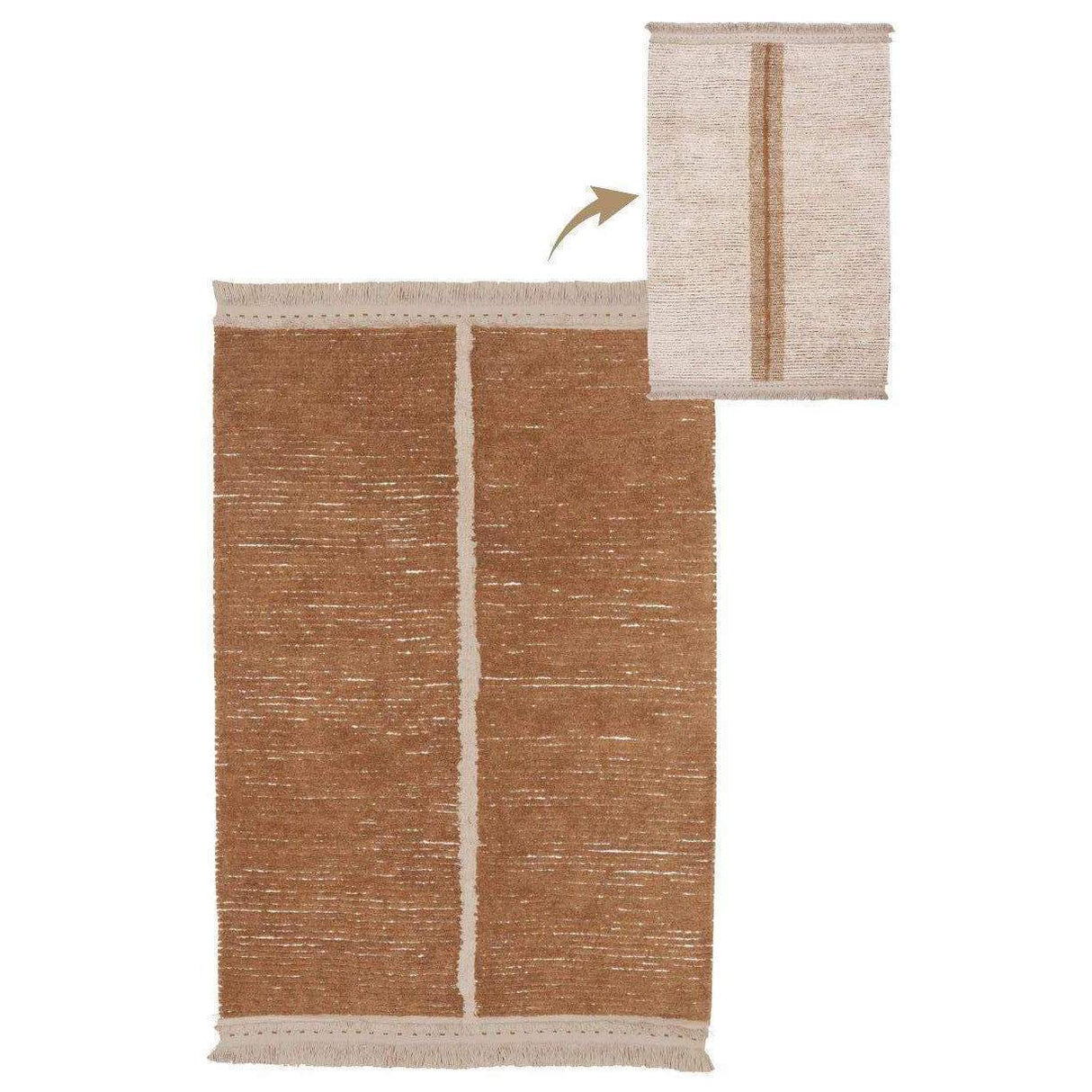 Reversible Duetto Toffee Washable Area Rug