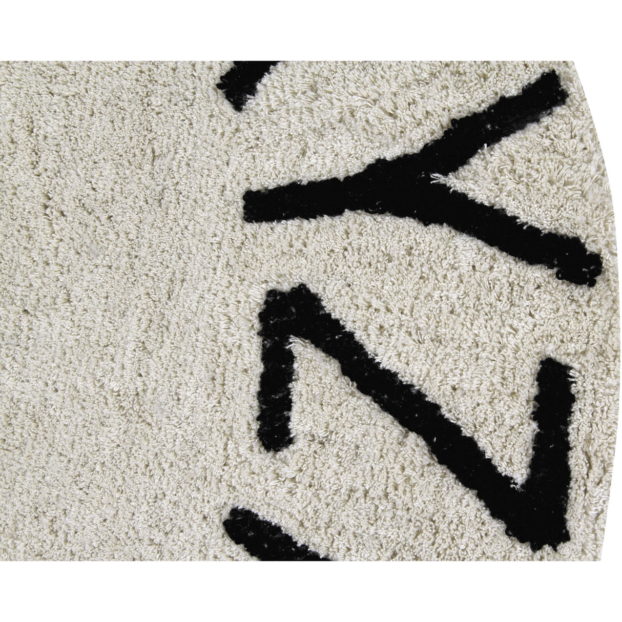 Rugs by Roo | Lorena Canals Round ABC Natural Black Machine Washable Kids Area Rug-C-ABC-NBK