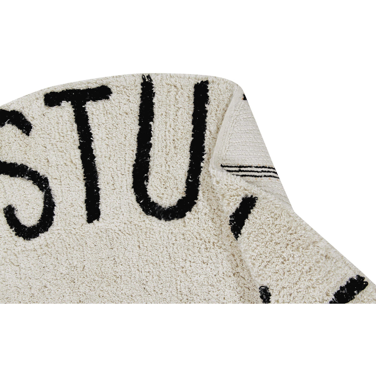 Rugs by Roo | Lorena Canals Round ABC Natural Black Machine Washable Kids Area Rug-C-ABC-NBK