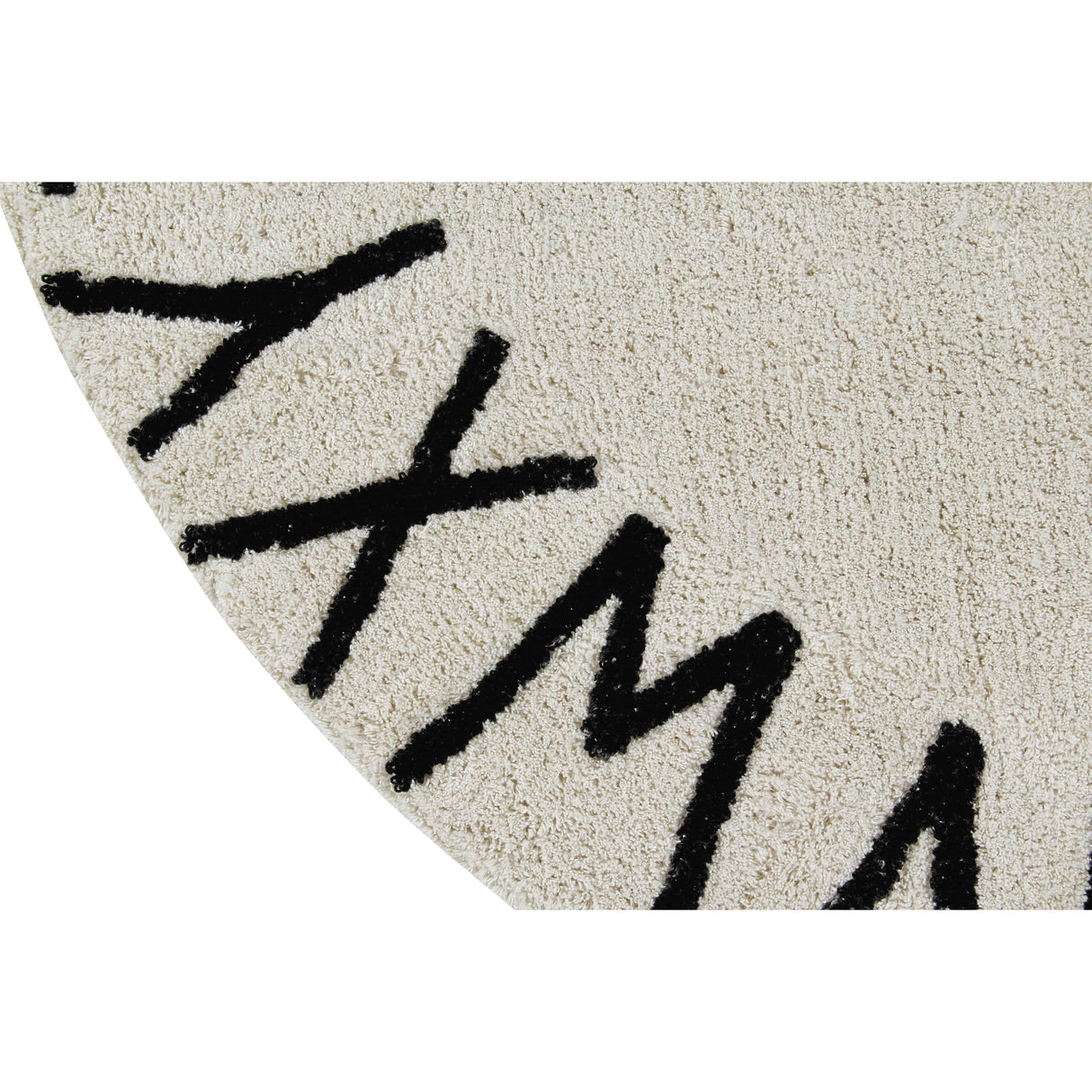 Rugs by Roo | Lorena Canals Round ABC Natural Black Machine Washable Kids Area Rug-C-ABC-NBK