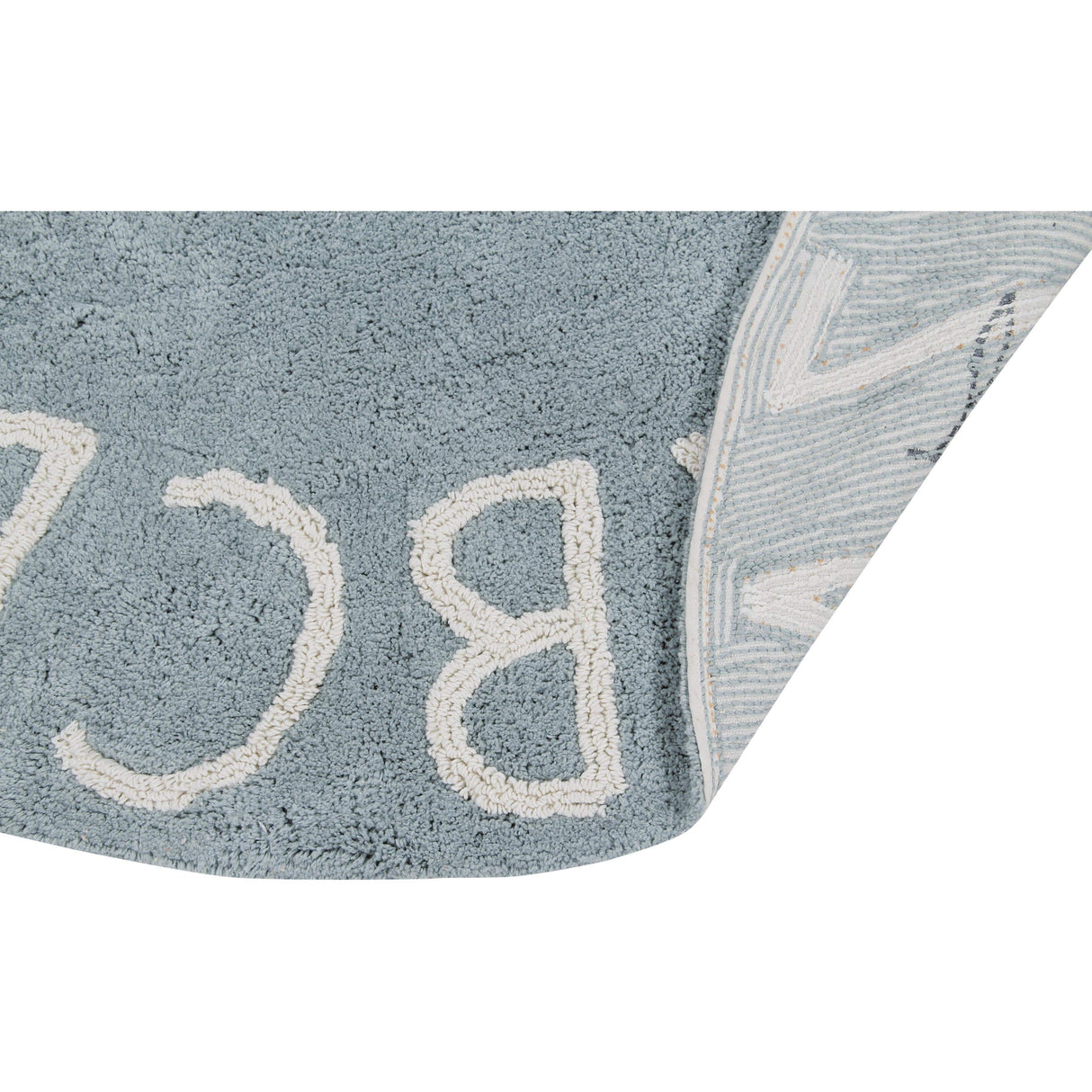 Rugs by Roo | Lorena Canals Round ABC Vintage Blue Natural Machine Washable Area Rug-C-ABC-VBN