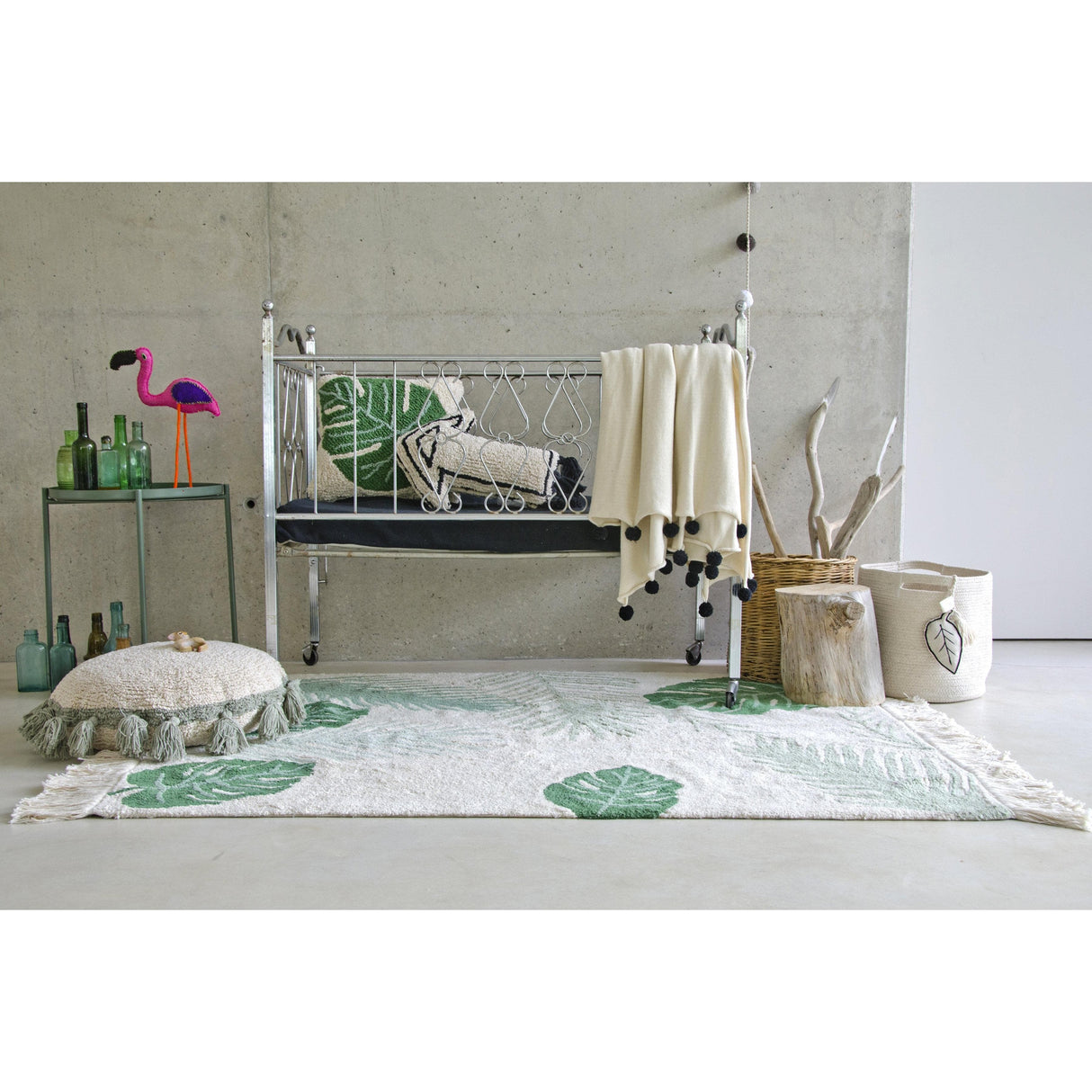 Rugs by Roo | Lorena Canals Tropical Green Machine Washable Area Rug-C-TROP-GREEN