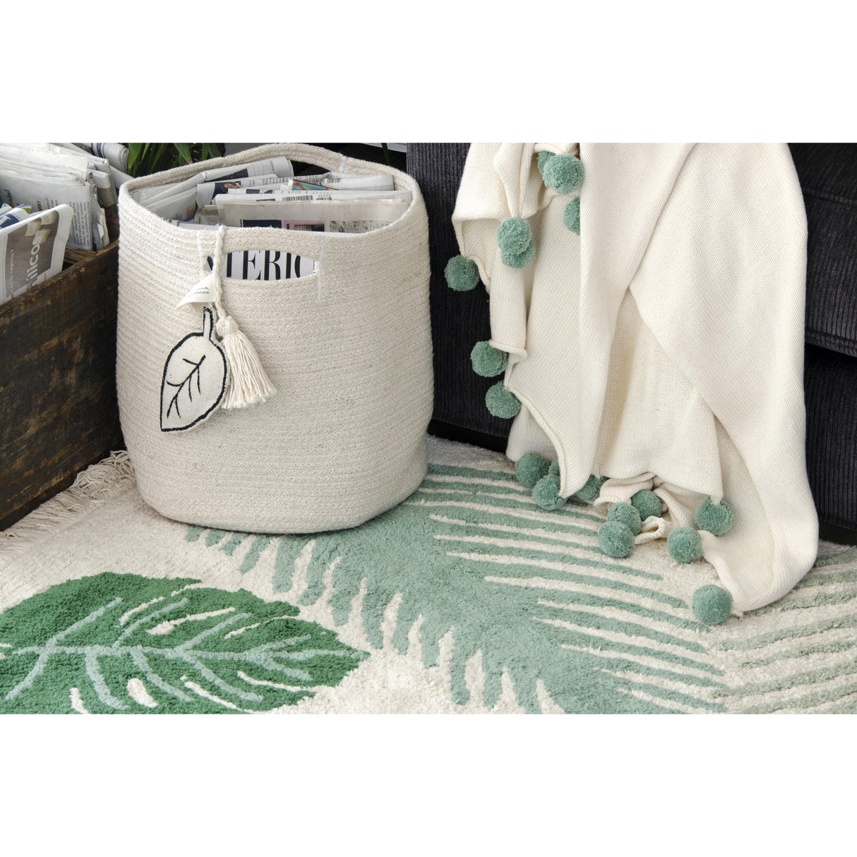 Rugs by Roo | Lorena Canals Tropical Green Machine Washable Area Rug-C-TROP-GREEN