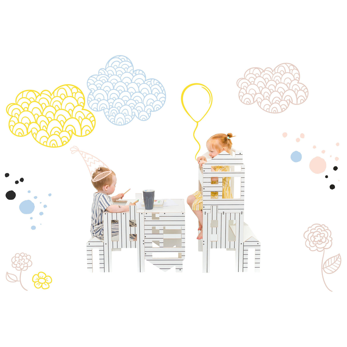 Rugs by Roo | Lakaluk Wooden Multi-Function Learning Tower Dollhouse-1121