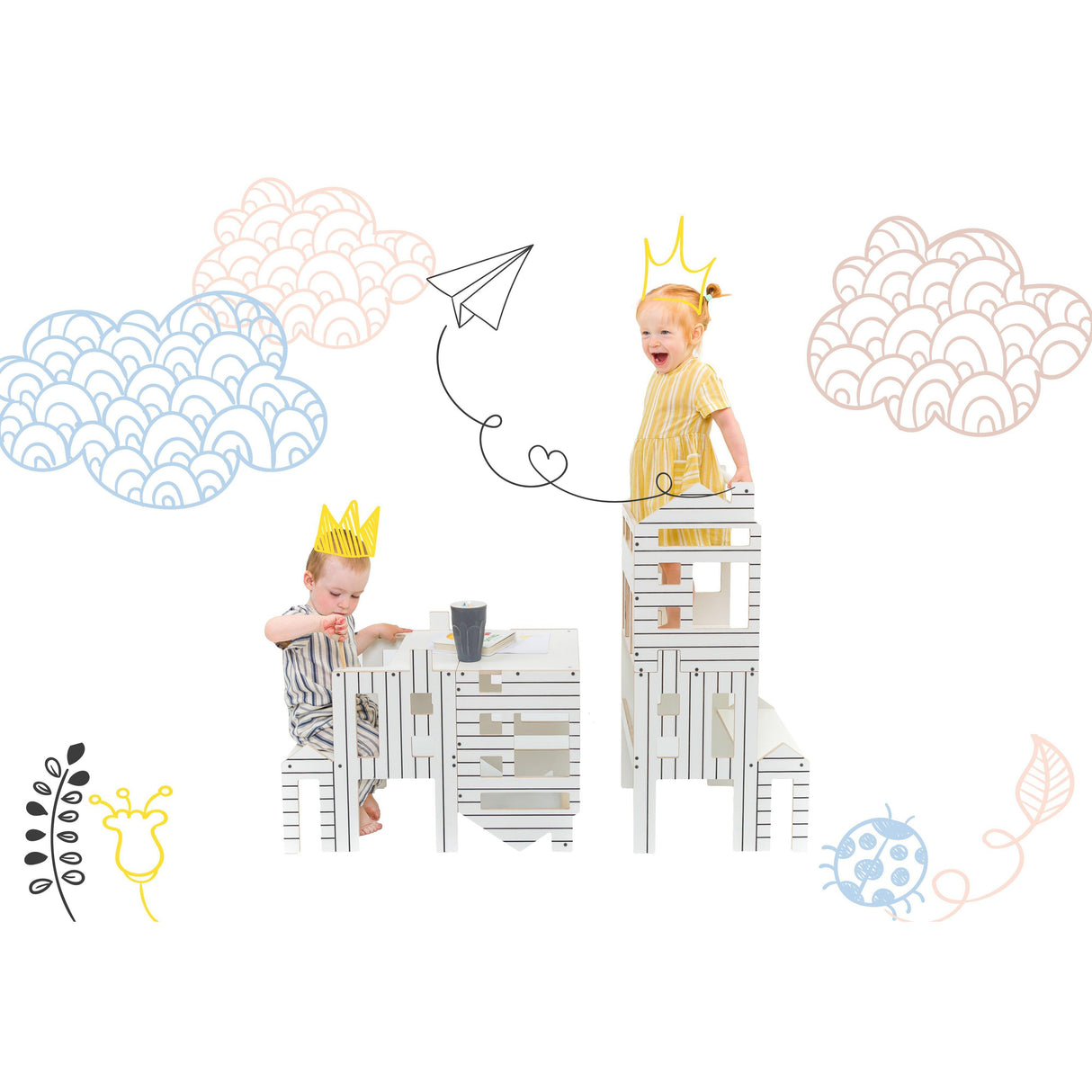 Rugs by Roo | Lakaluk Wooden Multi-Function Learning Tower Dollhouse-1121