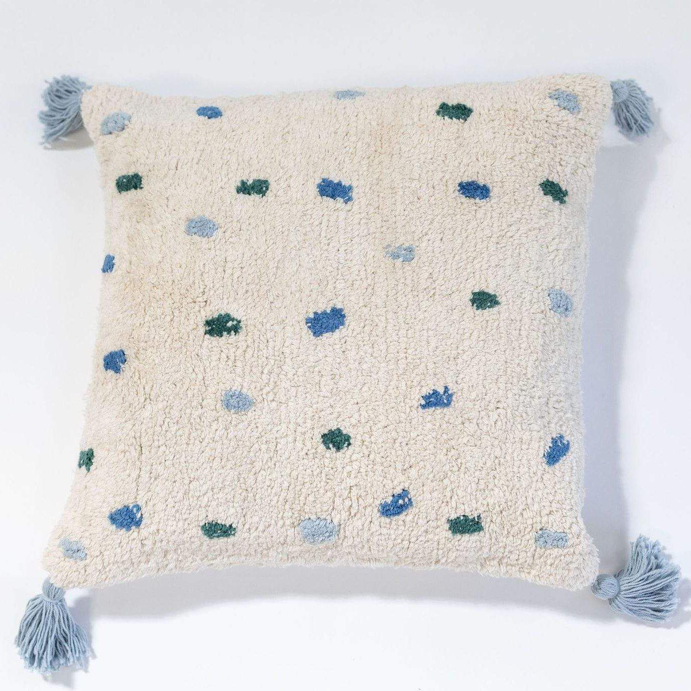 Rugs by Roo | Oh Happy Home! Cotton Going Dotty Blue Washable Cushion-