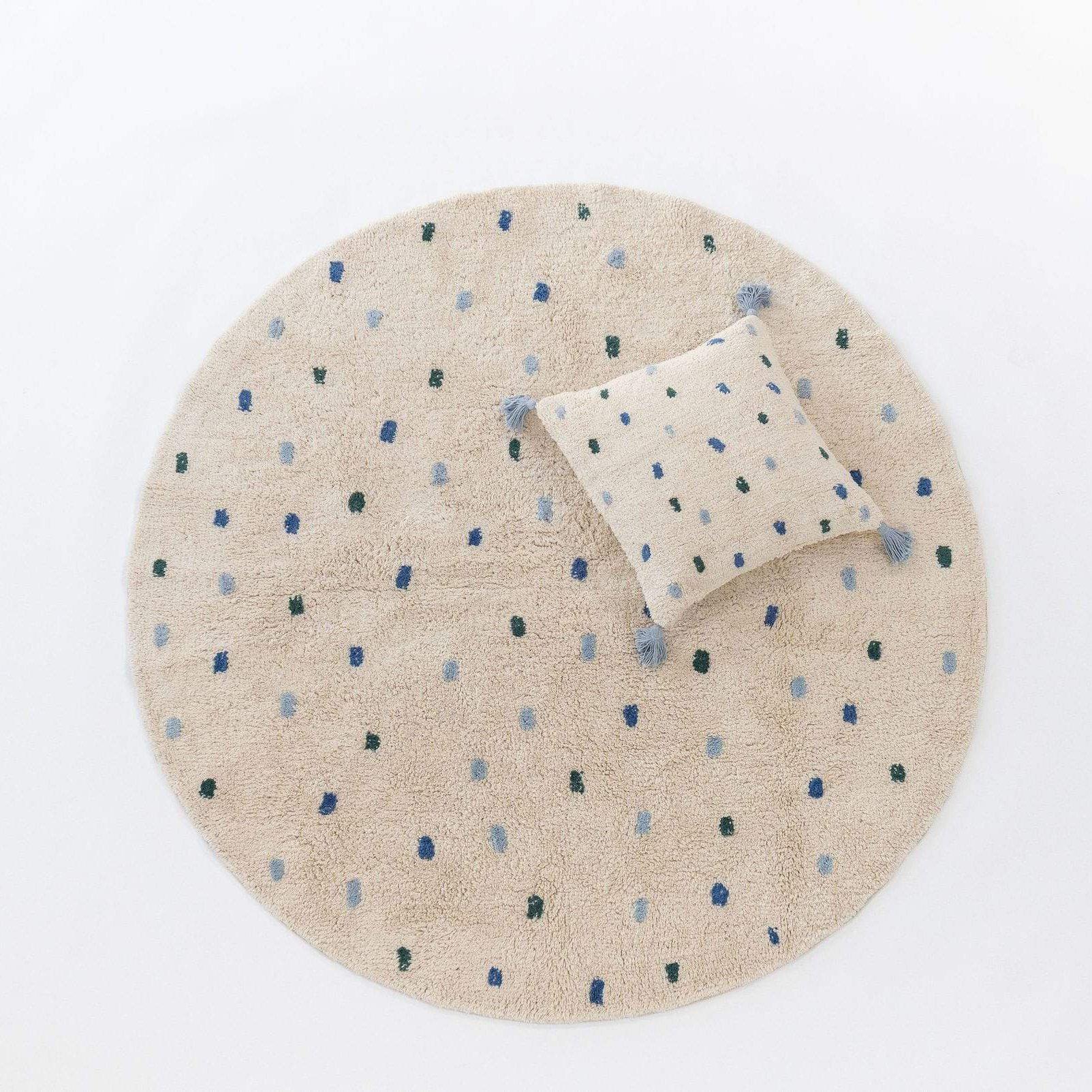 Rugs by Roo | Oh Happy Home! Cotton Going Dotty Blue Washable Cushion-