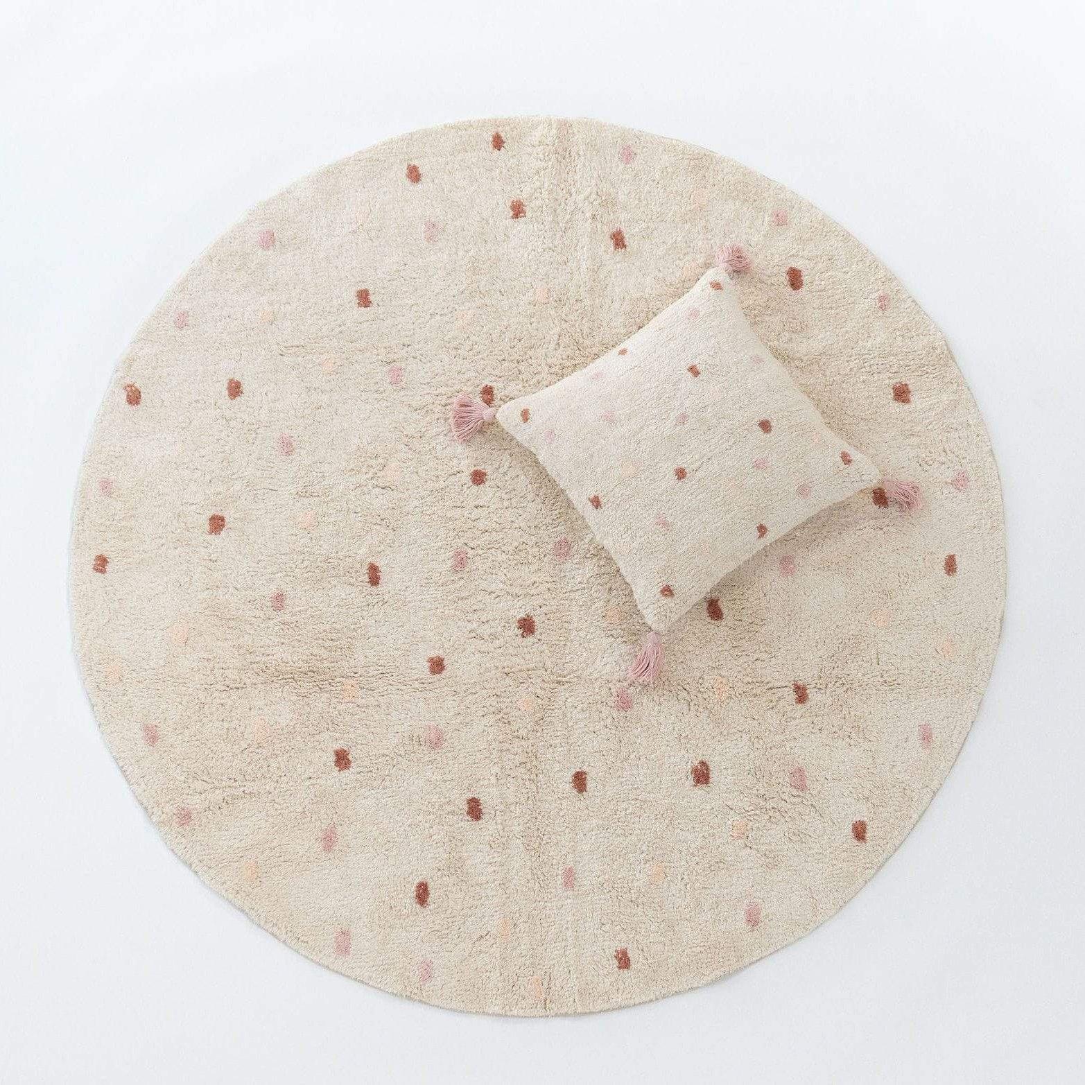 Rugs by Roo | Oh Happy Home! Cotton Going Dotty Pink Washable Cushion-
