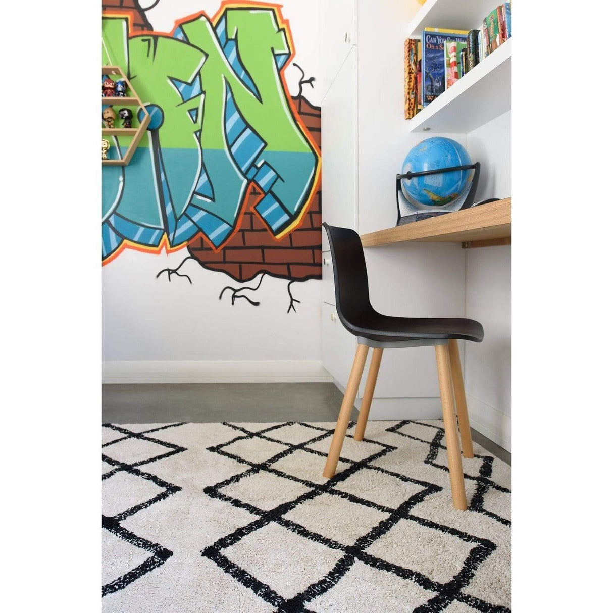 Rugs by Roo | Oh Happy Home! Cotton Berber Black Washable Area Rug-SHF-CBR-BLK