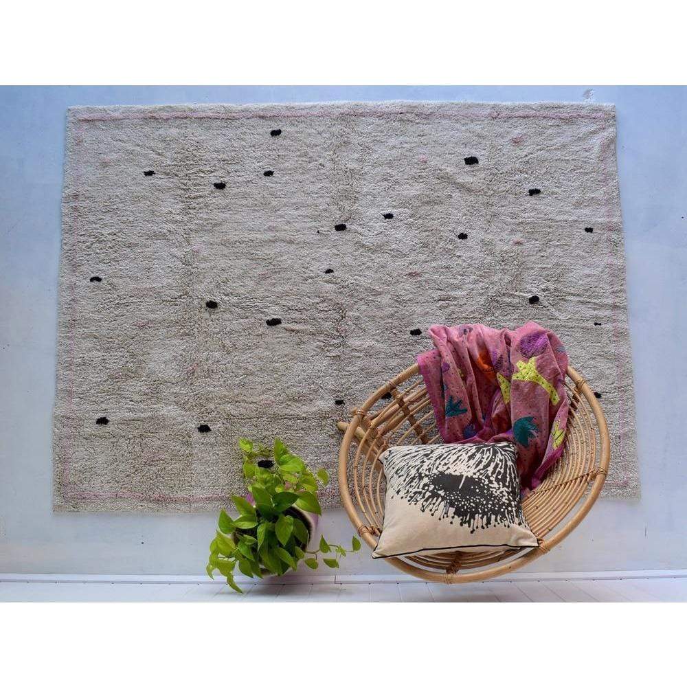Rugs by Roo | Oh Happy Home! Cotton Berber Going Dotty Black Washable Area Rug-SHF-CBR-150GDB