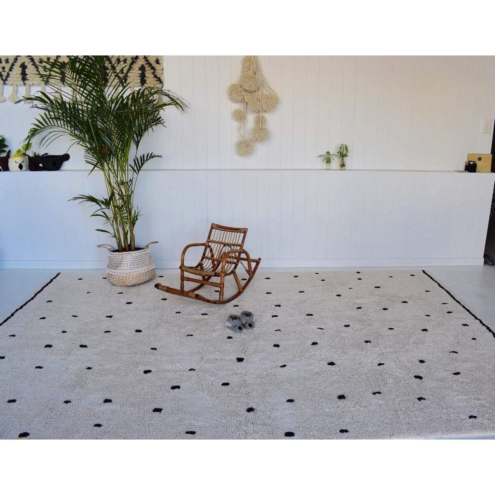 Rugs by Roo | Oh Happy Home! Cotton Berber Going Dotty Black Washable Area Rug-SHF-CBR-150GDB