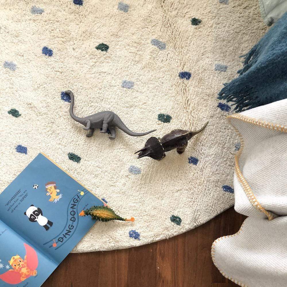 Rugs by Roo | Oh Happy Home! Cotton Berber Going Dotty Blue Round Washable Area Rug-SHF-CBR-ROUND-BLUE