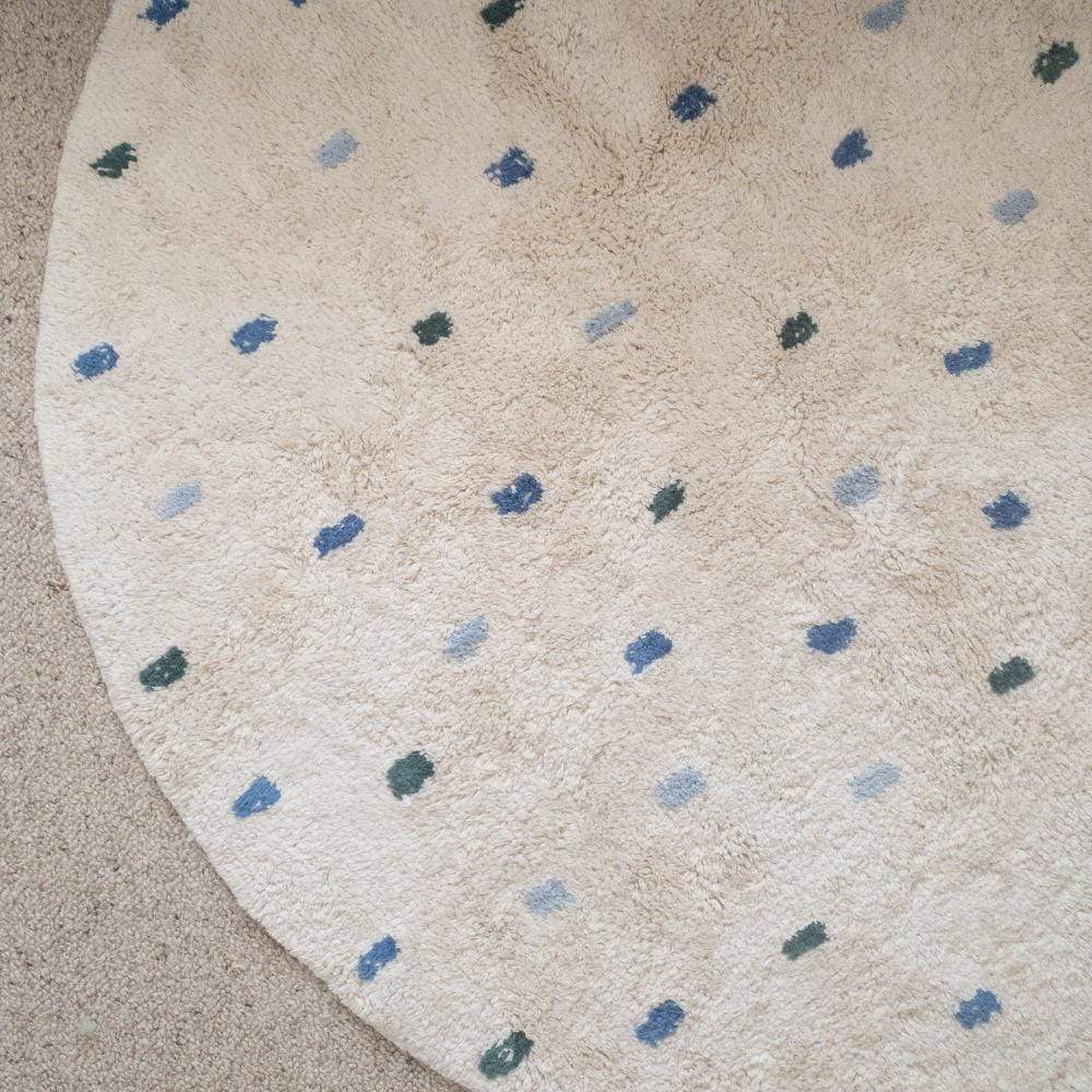 Rugs by Roo | Oh Happy Home! Cotton Berber Going Dotty Blue Round Washable Area Rug-SHF-CBR-ROUND-BLUE