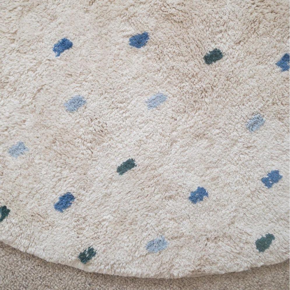 Rugs by Roo | Oh Happy Home! Cotton Berber Going Dotty Blue Round Washable Area Rug-SHF-CBR-ROUND-BLUE