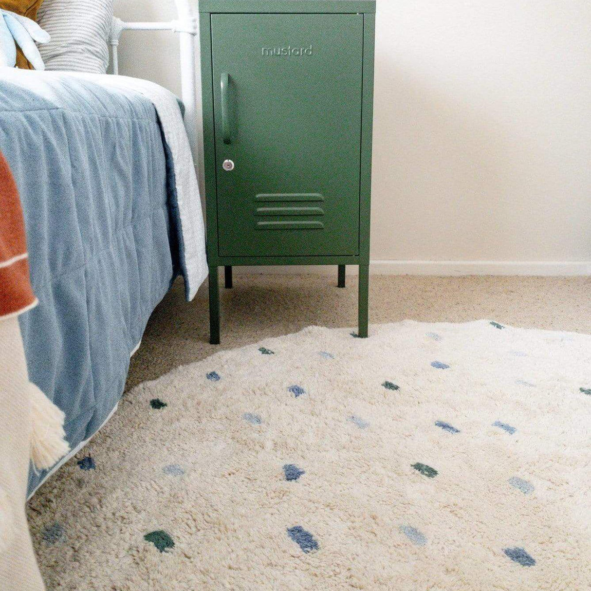 Rugs by Roo | Oh Happy Home! Cotton Berber Going Dotty Blue Round Washable Area Rug-SHF-CBR-ROUND-BLUE