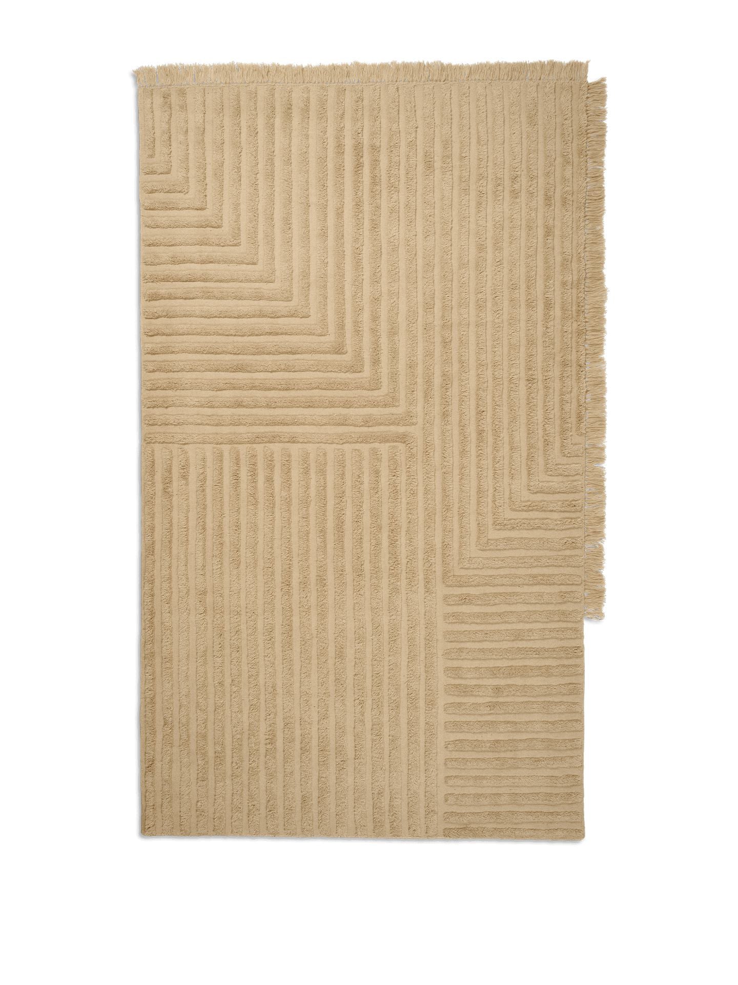 ferm LIVING Crease Wool Rug Light Sand Large Area Rug