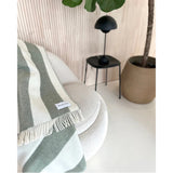 Maison Deux Rough Stripe Green Blanket