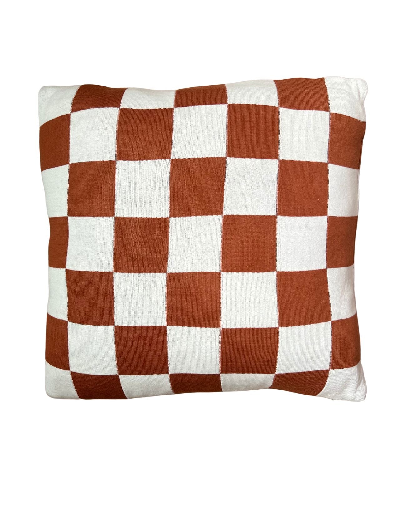 RCD Monochrome Checkered Rust and White Throw Pillow