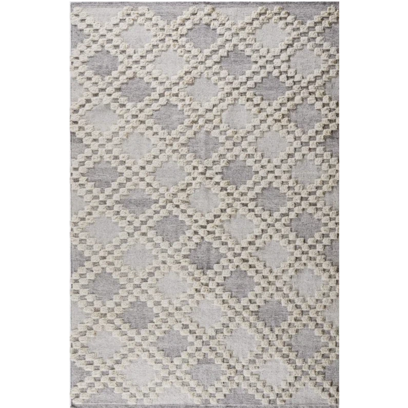 RCD Grey & Cream Moroccan Texture Wool Rug