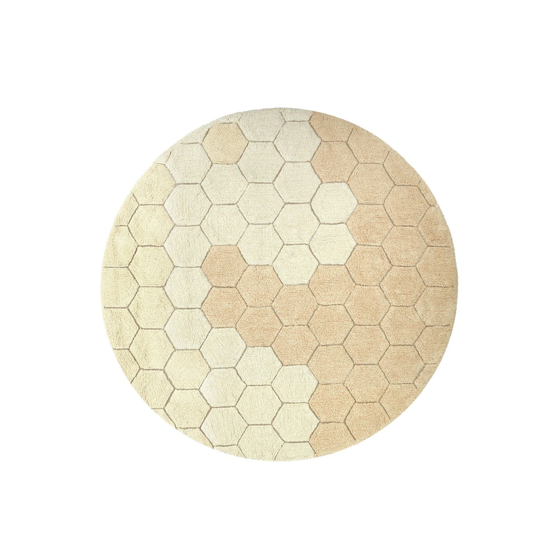 Lorena Canals Planet Bee Round Honeycomb Golden Washable Rug