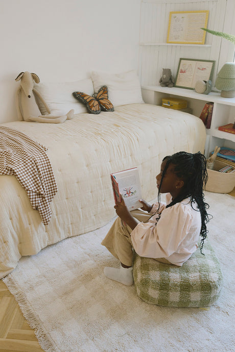 Vichy Ivory Washable Area Rug