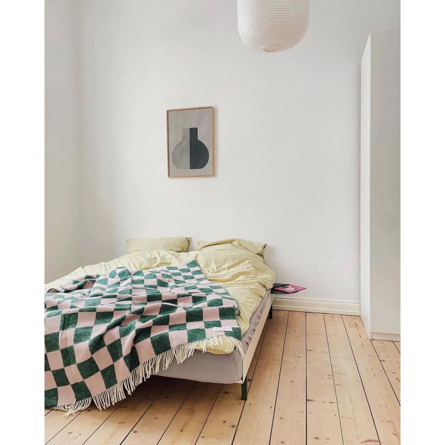 Maison Deux Checkerboard Green Pink Blanket